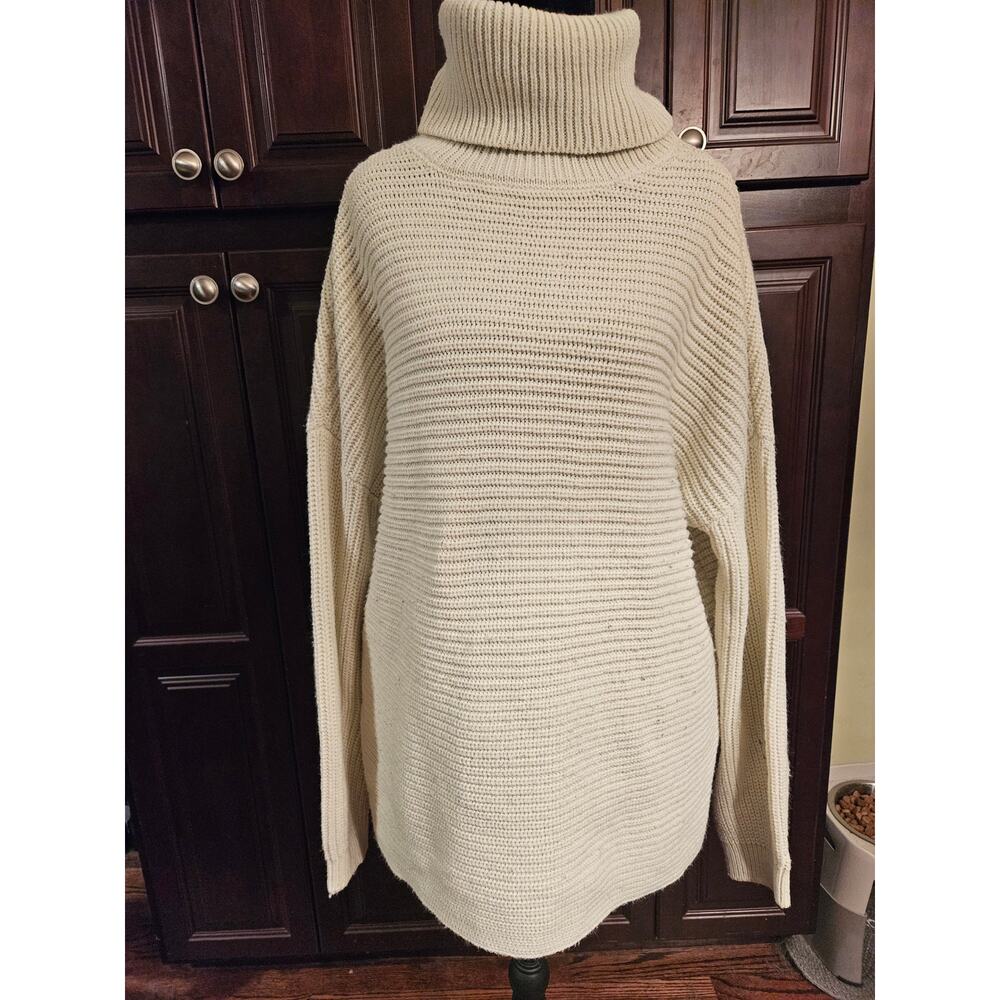 VERO MODA Ivory Chunky Cable Knit Cowl Turtleneck Long Sleeve Sweater Large